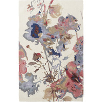 2 X 3 Blue Pink And gray Wool Floral Tufted Handmade Area Rug