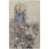2 X 3 gray Blue And Orange Wool Floral Tufted Handmade Area Rug