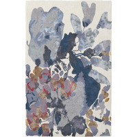 5 X 8 Blue gray And Pink Wool Floral Tufted Handmade Area Rug