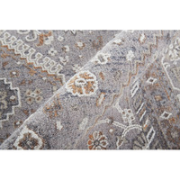 8 gray Orange And Ivory Floral Power Loom Stain Resistant Runner Rug