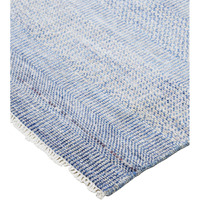 2 X 3 Blue And Silver Wool Striped Hand Knotted Area Rug