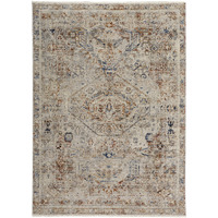 2 X 3 Tan Orange And Red Floral Power Loom Distressed Area Rug With Fringe
