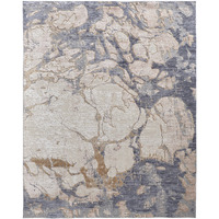 4 X 6 Tan And Blue Abstract Power Loom Distressed Area Rug