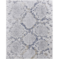 4 X 6 Silver gray And Blue Animal Print Power Loom Distressed Area Rug