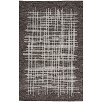 4 X 6 Brown And Ivory Wool Plaid Tufted Handmade Stain Resistant Area Rug