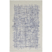2 X 3 Ivory And Blue Wool Plaid Tufted Handmade Stain Resistant Area Rug