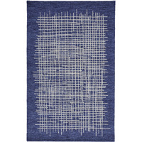 9 X 12 Blue And Ivory Wool Plaid Tufted Handmade Stain Resistant Area Rug