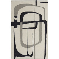 2 X 3 Ivory gray And Black Wool Abstract Tufted Handmade Area Rug