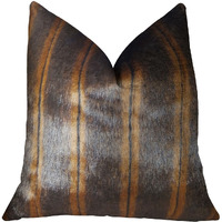Plutus Fancy Brown Mink Handmade Throw Pillow, (20" x 30" Queen)