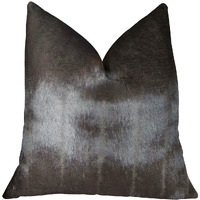 Plutus Tip Dyed Brown-Mink Handmade Throw Pillow, (18" x 18")