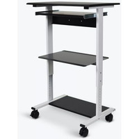 Luxor STAND-WS30 Mobile 3 Shelf Adjustable Stand Up Workstation