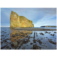 Coastline and Perce Rock, a limestone formation, at low tide, Quebec, Canada-Paper Art-42"x32"