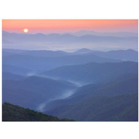 Sunset over the Pisgah National Forest from the Blue Ridge Parkway, North Carolina-Paper Art-18"x14"