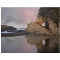 Cave reflected in pool at dusk, Spooners Cove, Montano de Oro State Park, California-Paper Art-34"x26"