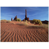 Totem pole and Yei Bi Chei with sand dunes, Monument Valley Navajo Tribal Park, Arizona-Paper Art-42"x32"