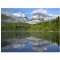Fortress Mountain shrouded in clouds, reflected in lake, Kananaskis Country, Alberta, Canada-Paper Art-34"x26"