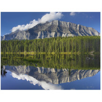 Mount Rundle and boreal forest reflected in Johnson Lake, Banff National Park, Alberta, Canada-Paper Art-26"x20"