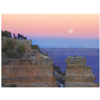 Tourists enjoying sunset and rising full moon at Yaki Point, Grand Canyon National Park, Arizona-Paper Art-18"x14"