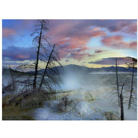 Steam rising from travertine formations, Minerva Terrace, Mammoth Hot Springs, Yellowstone National Park, Wyoming-Paper Art-34"x26"