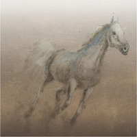 Stallion I on Leather -Paper Art-38"x38"