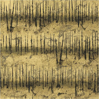 Golden Trees III Taupe Pattern II -Paper Art-38"x38"