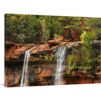 Cascades tumbling 110 feet at Emerald Pools, Zion National Park, Utah-Canvas Art-40"x30"