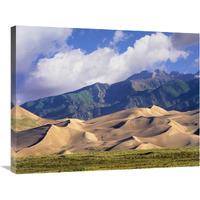 Sand dunes with Sangre de Cristo Mountains in the background, Great Sand Dunes National Park and Preserve, Colorado-Canvas Art-32"x24"