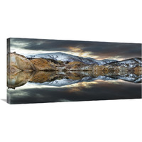 Reflections of cliffs on Blue Lake, St. Bathans, central Otago, New Zealand-Canvas Art-36"x18"