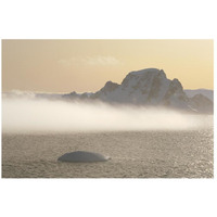 Fog bank hugging foot of icy mountains, Gerlache Strait, Antarctica-Paper Art-26"x18"