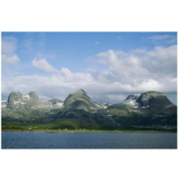 Small farming community along fjord, Seven Sisters range, Norway-Paper Art-26"x18"