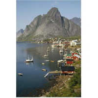 Norwegian fjord and  traditional fishing village, Lofoten Island, Norway-Paper Art-42"x62"