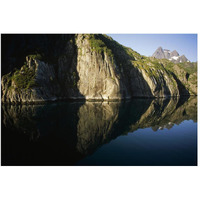 Norwegian fjord, glacial carved granite, Trollfjorden, Lofoten Island, Norway-Paper Art-50"x34"