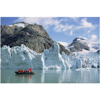 Tourists at glacier, southern Greenland Fjords, Prins Christian Sound, Greenland-Paper Art-50"x34"