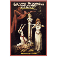 Magicians: Adelaide Herrmann and Company: Hindoo Magic-Paper Art-18"x26"
