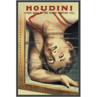 Magicians: Houdini: Upside Down in the Water Torture Cell-Paper Art-14"x20"