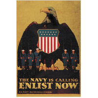 WWI: Navy is Calling: Enlist Now-Paper Art-34"x50"