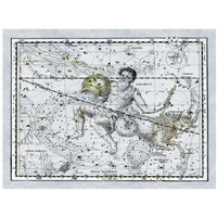Maps of the Heavens: Aquarius the Water Bearer-Paper Art-18"x14"