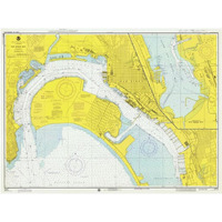 Nautical Chart - San Diego Bay ca. 1974-Paper Art-42"x32"