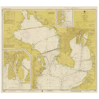Nautical Chart - Tampa Bay - Northern Part ca. 1975 - Sepia Tinted-Paper Art-46"x41"