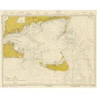 Nautical Chart - Nantucket Sound and Approaches ca. 1973 - Sepia Tinted-Paper Art-38"x31"
