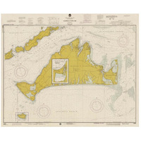 Nautical Chart - Marthas Vineyard ca. 1975 - Sepia Tinted-Paper Art-46"x38"