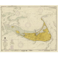 Nautical Chart - Nantucket Island ca. 1975 - Sepia Tinted-Paper Art-24"x20"