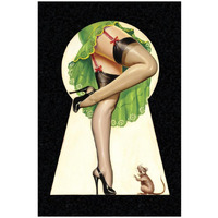 Mid-Century Pin-Ups - Through the Keyhole-Paper Art-18"x26"