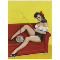 Mid-Century Pin-Ups - Joker Magazine - Fishin n funny-Paper Art-20"x26"