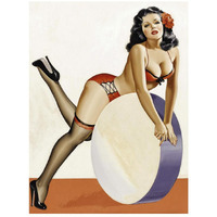 Mid-Century Pin-Ups - Over a drum-Paper Art-20"x26"