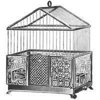Etchings: Birdcage - Peaked top, patterned base.-Paper Art-42"x42"