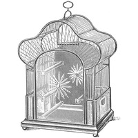 Etchings: Birdcage - Palmate top, daisy detail.-Paper Art-38"x38"