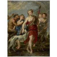 Diana and Her Nymphs on the Hunt-Paper Art-32"x42"