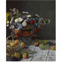 Still Life with Flowers and Fruit-Paper Art-24"x30"