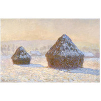 Wheatstacks, Snow Effect, Morning (Meules, Effet de Neige, Le Matin)-Paper Art-50"x34"